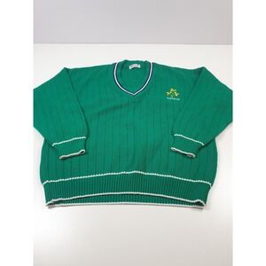 Swallow Sweater Mens Large Green Ireland V Neck Acrylic Knit Made Ireland